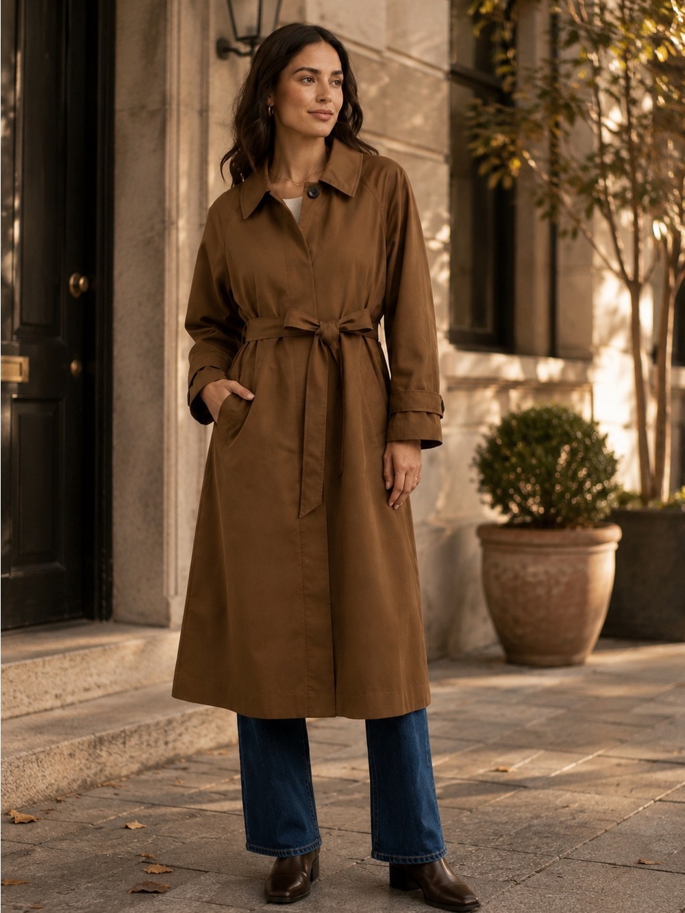 Nordstrom Women's Brown Belted Trench Coat
